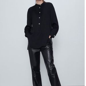 Zara black round neck tunic blouse